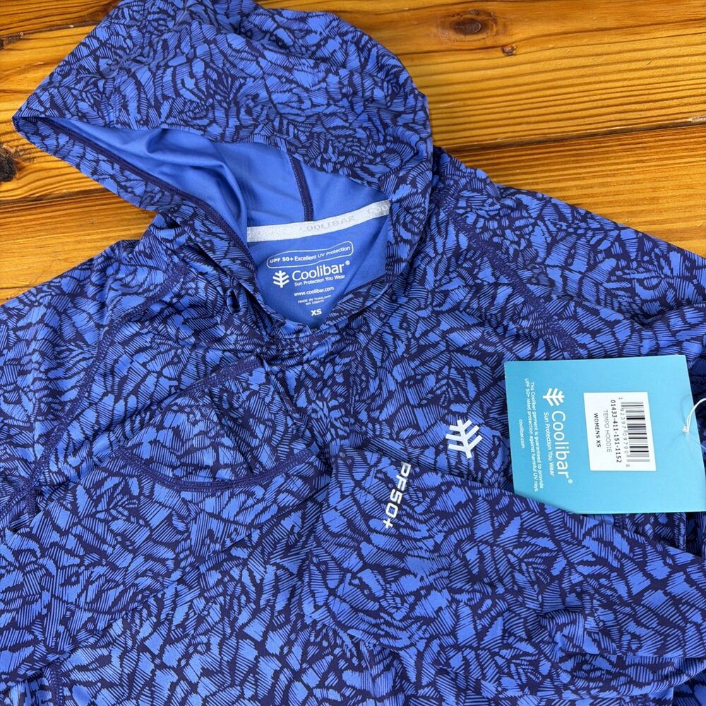Coolibar Tempo Hoodie UPF 50+ Sun Protection Royal Blue Womens XS NEW!!